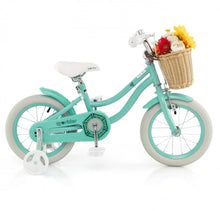 Load image into Gallery viewer, Adorable &amp; Cute 14” Children’s Adjustable Bicycle Pedal Bike | Removable Training Wheels | Ages 3-5 | Bell | Basket | Adjustable Seat, Handlebar | Brakes | Easy Assembly
