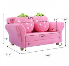 Load image into Gallery viewer, Very Adorable &amp; Cute Comfortable Heavy Duty Pink Strawberry Armrest Chair Sofa Couch | 2 Strawberry Pillows | For 1-2 Kids |
