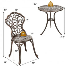 Load image into Gallery viewer, Beautiful &amp; Elegant Leaf Design 3-Piece Heavy Duty Cast Aluminum Patio Bistro Set Table With 2 Chairs | Weather Resistant | Curved Backrest
