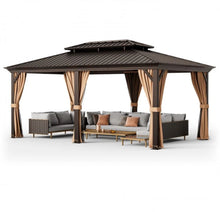 Load image into Gallery viewer, Very Classy Heavy Duty 12’ by 20’ Double-Roof Hardtop Patio Gazebo With Galvanized Steel Roof | All Season | Sun Protection | Water Resistant | Water Gutters
