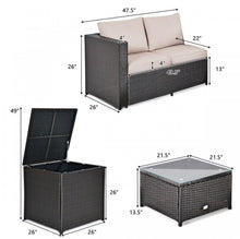 Load image into Gallery viewer, Super Relaxing 4 Piece Outdoor Patio Rattan Furniture Set With Love-seat | Storage Box
