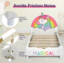 Load image into Gallery viewer, Very Adorable Children’s Twin Size Unicorn Upholstered Platform Bed
