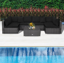 Load image into Gallery viewer, Super Elegant &amp; Relaxing 7 Piece Patio Furniture Rattan Set With Sectional Sofa | Cushions
