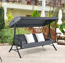 Load image into Gallery viewer, Heavy Duty Comfortable 3-Seater Outdoor Patio Porch Swing With Adjustable Tilt Canopy | 2-in-1 | Adjustable Seat | Holds 660lbs
