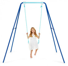 Load image into Gallery viewer, Super Fun Heavy Duty Outdoor Kids Swing Set | Strong Frame | Ground Stakes | Easy Assembly | Holds 110lbs | Great For Any Playground
