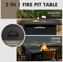 Load image into Gallery viewer, Very Relaxing Heavy Duty Patio 50,000 BTU Rectangular Propane Outdoor Fire Pit Fire Table | 2-in-1 | Easy To Use | Lava Rocks | H Style Burner
