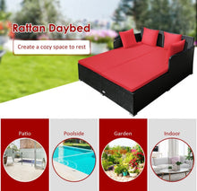 Load image into Gallery viewer, Very Relaxing XXL Spacious Outdoor Rattan Patio Day Bed | Upholstered Extremely Comfortable Cushions, Pillows | Sectional Furniture Set
