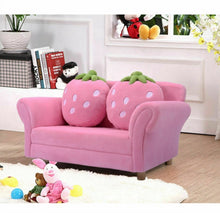 Load image into Gallery viewer, Very Adorable &amp; Cute Comfortable Heavy Duty Pink Strawberry Armrest Chair Sofa Couch | 2 Strawberry Pillows | For 1-2 Kids |
