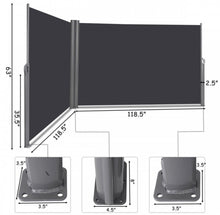 Load image into Gallery viewer, Heavy Duty Elegant Patio Retractable Double Folding Side Awning Screen Divider 237x63 inch
