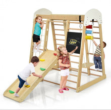 Load image into Gallery viewer, Super Fun 8-in-1 Heavy Duty Climber Playground Play-set For Kids With Slide | Climbing Net | Slide | Rock Climbing | Monkey Bars | Abacus Game | Swing | Drawing Board
