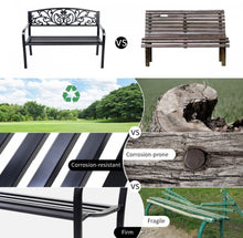 Load image into Gallery viewer, Heavy Duty 50 Inch Weather Resistant Steel Frame Cast Iron Back Rest Patio Bench Porch Chair | Beautiful Design
