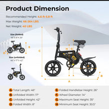 Load image into Gallery viewer, 2025 Super Cool Foldable Electric Bike, Bicycle For Adults | 350W Brushless Motor | 36V Battery | Up To 24KPH | Rubber Tires | 3 Riding Modes
