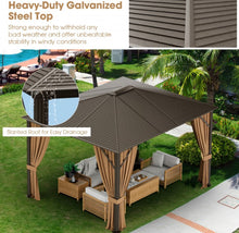 Load image into Gallery viewer, Super Duty Elegant Patio Outdoor Hardtop Gazebo Canopy With Galvanized Steel Top &amp; Netting 12x10ft | 8.5ft High | All Season | Brown
