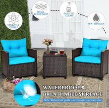 Load image into Gallery viewer, Super Relaxing 3-Piece Heavy Duty Rattan / Wicker Patio Furniture Set With Washable Cushions | Waterproof | 6 Colours
