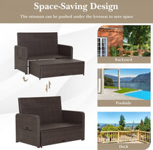 Load image into Gallery viewer, Elegant 4-Level Patio Rattan Daybed | Adjustable Backrest | Rectangle Side Tray | Outdoor Sectional | Double Sofa With Side Table | Space Saving
