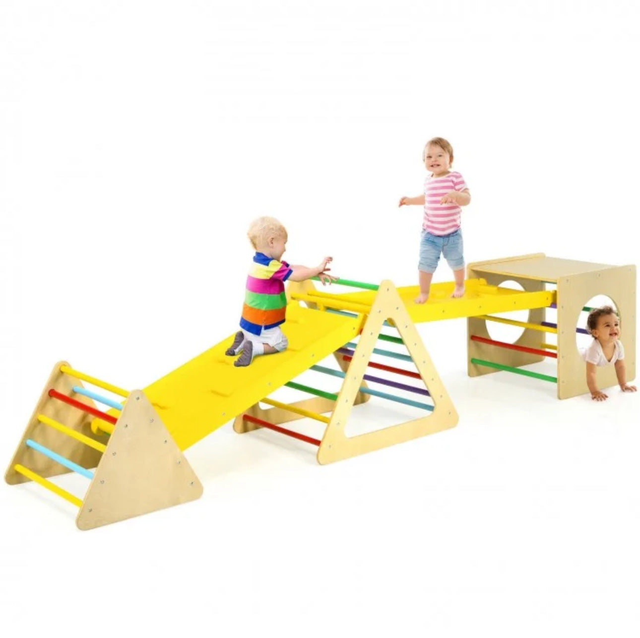 Super Adorable Heavy duty 5-in-1 Rectangle | Triangle Fun Playground Set | With 2 Playful Ramps | For Hours Of Fun