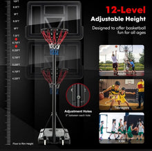 Load image into Gallery viewer, Super Cool Adjustable 12 Levels Basketball Net Hoop Set With 44” Backboard | 4-10 Feet | Wheels | 18” Rim | 2 Nets | Heavy-duty | Indoor | Outdoor
