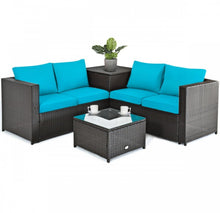 Load image into Gallery viewer, Super Relaxing 4 Piece Outdoor Patio Rattan Furniture Set With Love-seat | Storage Box
