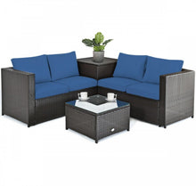 Load image into Gallery viewer, Super Relaxing 4 Piece Outdoor Patio Rattan Furniture Set With Love-seat | Storage Box
