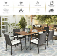 Load image into Gallery viewer, Very Comfortable Wicker / Rattan Patio Furniture 7 Piece Set With Cushions | Dining Set With Umbrella Hole | Heavy Duty
