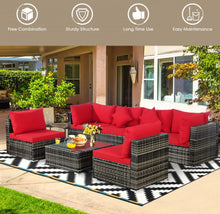 Load image into Gallery viewer, Super Elegant &amp; Relaxing 7 Piece Patio Furniture Rattan Set With Sectional Sofa | Cushions
