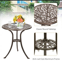 Load image into Gallery viewer, Beautiful &amp; Elegant Leaf Design 3-Piece Heavy Duty Cast Aluminum Patio Bistro Set Table With 2 Chairs | Weather Resistant | Curved Backrest
