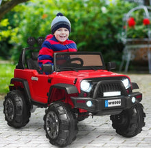 Load image into Gallery viewer, Super Cool Jeep Style 12V Electric Kids Ride On Car 1 Seater | LED Lights | Horn | Open Doors | Transport Handle | Slow Safety Start | Suspension | Remote
