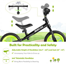 Load image into Gallery viewer, Super Cool Fun Kids No Pedal Balance Bicycle Bike Adjustable Seat, Handles Ages 2.5-5 | Very Light | Heavy Duty | Eva Rubber Wheels
