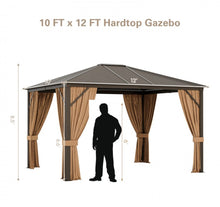 Load image into Gallery viewer, Super Duty Elegant Patio Outdoor Hardtop Gazebo Canopy With Galvanized Steel Top &amp; Netting 12x10ft | 8.5ft High | All Season | Brown
