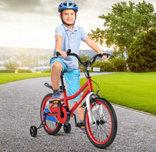 Load image into Gallery viewer, Very Cool 18” Kids Pedal Bicycle W Kickstand, Coaster Brake Ages 4-8 | Bell | Adjustable Seat | Easy Assembly | Removable Training Wheels | Anti-Slip Tires
