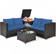 Load image into Gallery viewer, Super Relaxing 4 Piece Outdoor Patio Rattan Furniture Set With Love-seat | Storage Box
