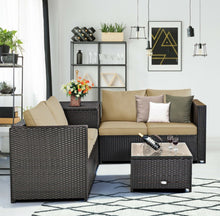 Load image into Gallery viewer, Super Relaxing 4 Piece Outdoor Patio Rattan Furniture Set With Love-seat | Storage Box
