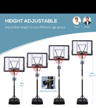 Load image into Gallery viewer, Adjustable 5-6.5 Feet Heavy Duty Basketball Hoop Net With Stand / Wheels For Kids | Age Group 3-12 Approx
