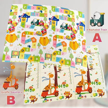 Load image into Gallery viewer, Super Cute Baby Foldable Playmat, 200 x 180 cm Large XPE Playmat, Reversible, Waterproof, Anti-Slip (Alphabet Train)
