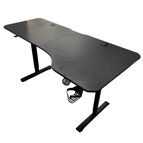 Heavy Duty Electric Standing Desk, 160 x 75 cm L-Shaped Adjustable Desk with Cup Holder, Headphone Hook, 2 Cable Grommets
