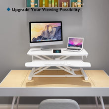 Load image into Gallery viewer, New Upgraded 80cm Desk Converter | Adjustable Height Sit-Stand Riser | Dual Monitor Laptop Workstation With Wide Keyboard Tray | Home | Office
