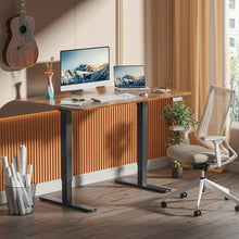 Load image into Gallery viewer, New Upgraded Electric Standing Desk | 120 x 60 cm Adjustable Height | 2 Memory Settings | LED | Height Display | Steel Legs | Ultra-Quiet Motor (Rustic Wood)
