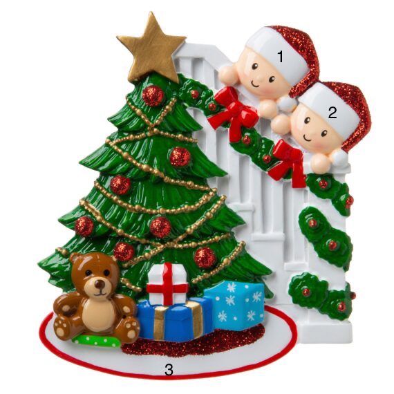Peeking Family Ornament | Poly Resin | Personalized | Christmas | Holidays | Multi Head