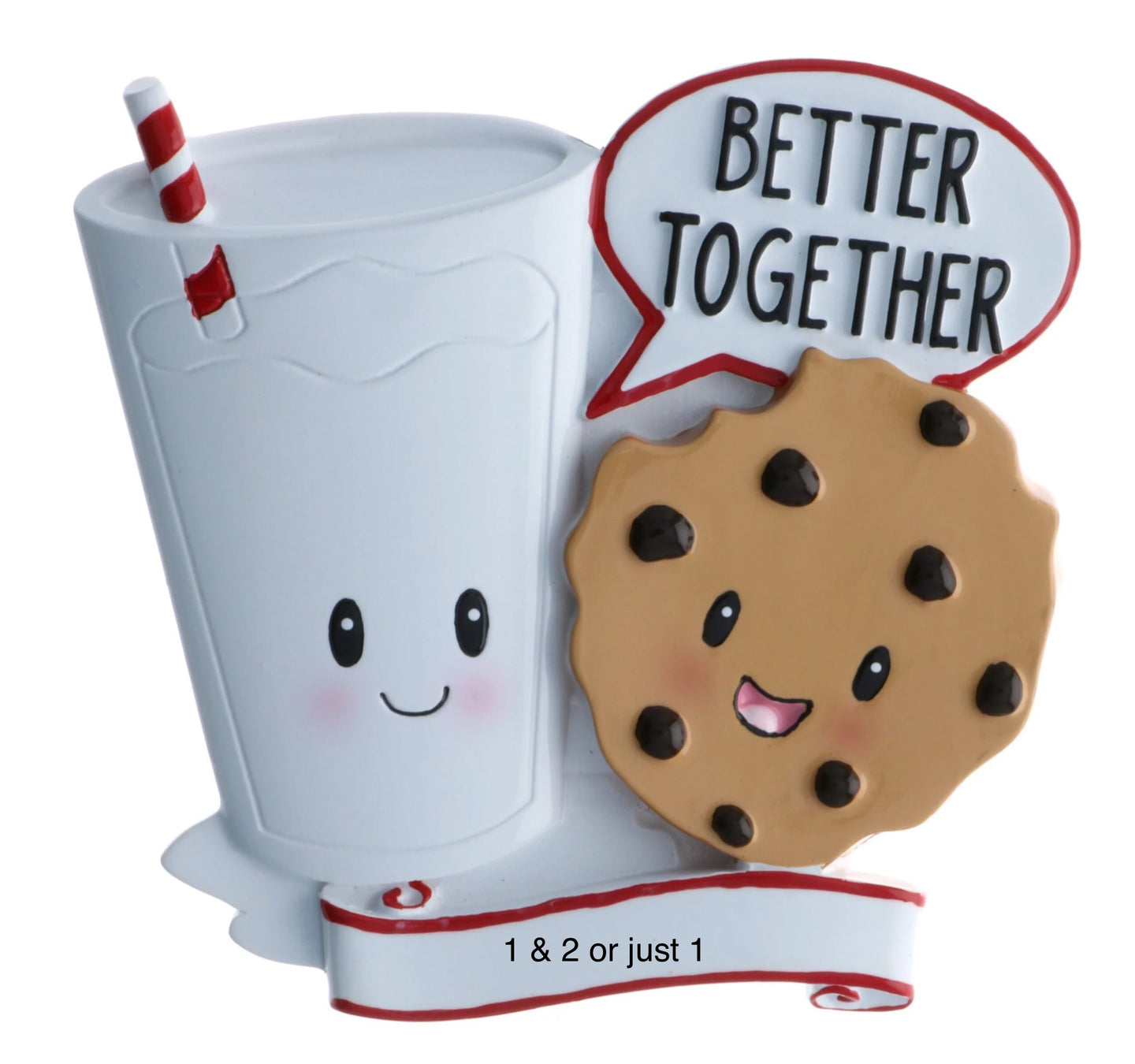 Adorable Better Together Milk & Cookies Ornament | Poly Resin | Christmas | Holidays