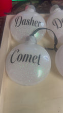 Load and play video in Gallery viewer, Custom Reindeer Names Ornament Set | Glitter coated | Memorable
