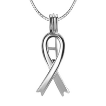 Load image into Gallery viewer, Awareness Ribbon Sterling Silver Cage Necklace Set
