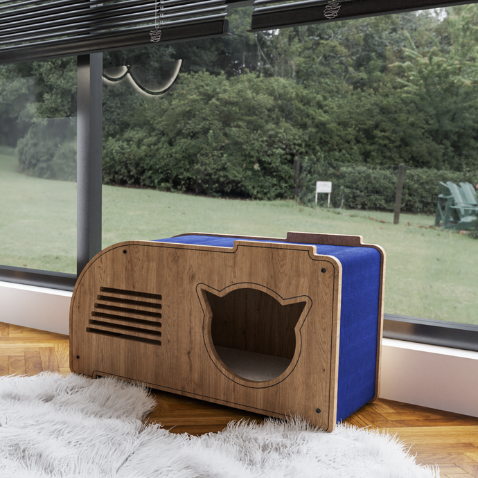Lucky Modern Cat House with Scratching Carpet - Petguin