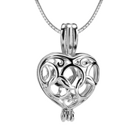 Infinite Love Heart Sterling Silver Cage Necklace Set