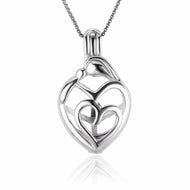 Mother and Child Sterling Silver Cage Pendant