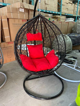 Load image into Gallery viewer, Outdoor Patio Egg Swing Chair W/  Stand, Cushion, Pole, Basket - Heavy Duty Chair In 4 Colours | Cushions in 4 Colours
