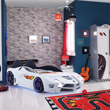 Load image into Gallery viewer, Super Cool 2024 White Moon Luxury Race Car Bed W/LEDS &amp; Sound Effects | Free Mattress | Twin
