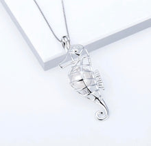 Load image into Gallery viewer, Seahorse Sterling Silver Cage Necklace Set
