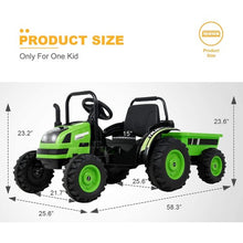 Load image into Gallery viewer, Super Cool 2024 Heavy Duty Green 6V Farm Tractor Powered Ride-On with Detachable Wagon | Remote
