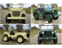Load image into Gallery viewer, 2024 Military Pre Order 24V Willy 4x4 Jeep Style Truck Upgraded | 3 Seater Ride-On | Leather Seats | Rubber Tires | Remote
