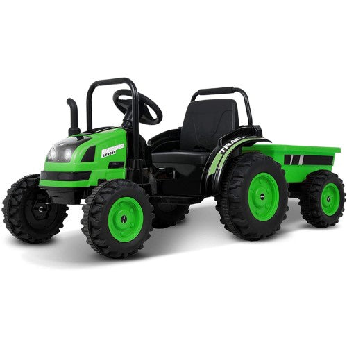 Super Cool 2024 Heavy Duty Green 6V Farm Tractor Powered Ride-On with Detachable Wagon | Remote